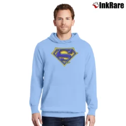 Men’s Shaquille O'Neal Superman Logo Fan Pullover Hoodie in light blue | Cozy, Durable, Modern Fit