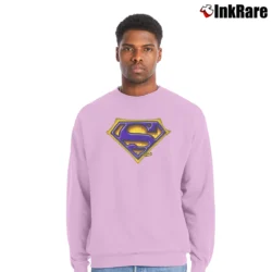 Men’s Shaquille O'Neal Superman Logo Fan Crewneck Sweatshirt in light pink | Cozy Fabric, Clean Style