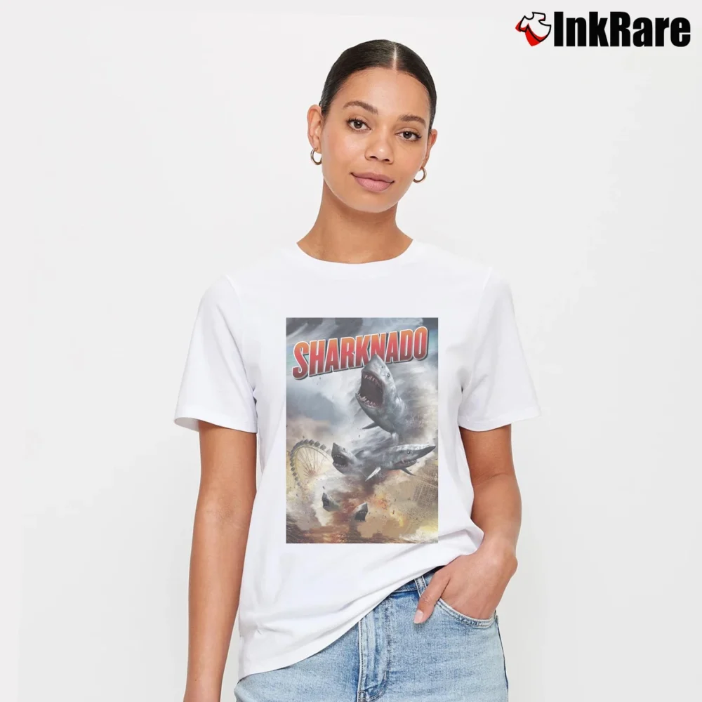 Women’s Sharknado Movie Deepheather Graphic Signature T-Shirt in white | Soft, Flattering Fit