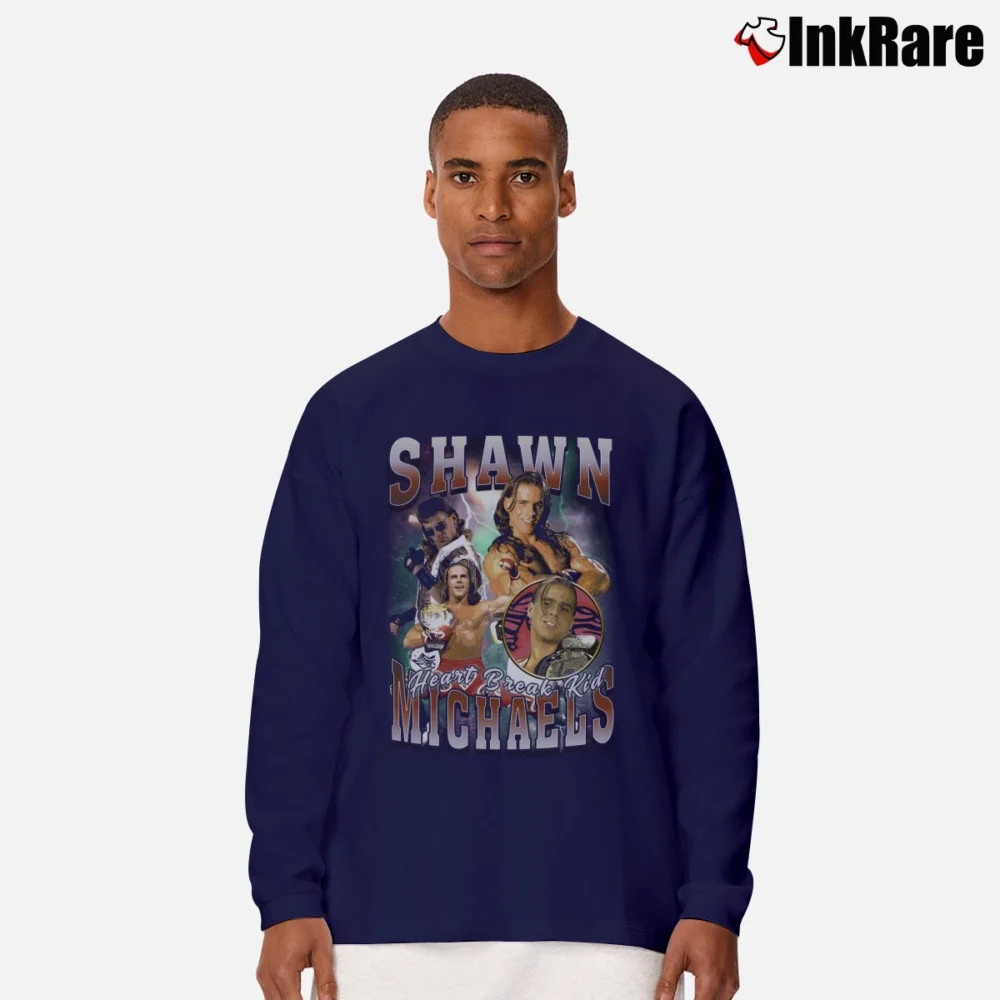 Men’s Shawn Michaels Heartbreak Kid Vintage Bootleg Long-Sleeve Shirt in navy | Sleek, Lightweight, Year-Round Wear