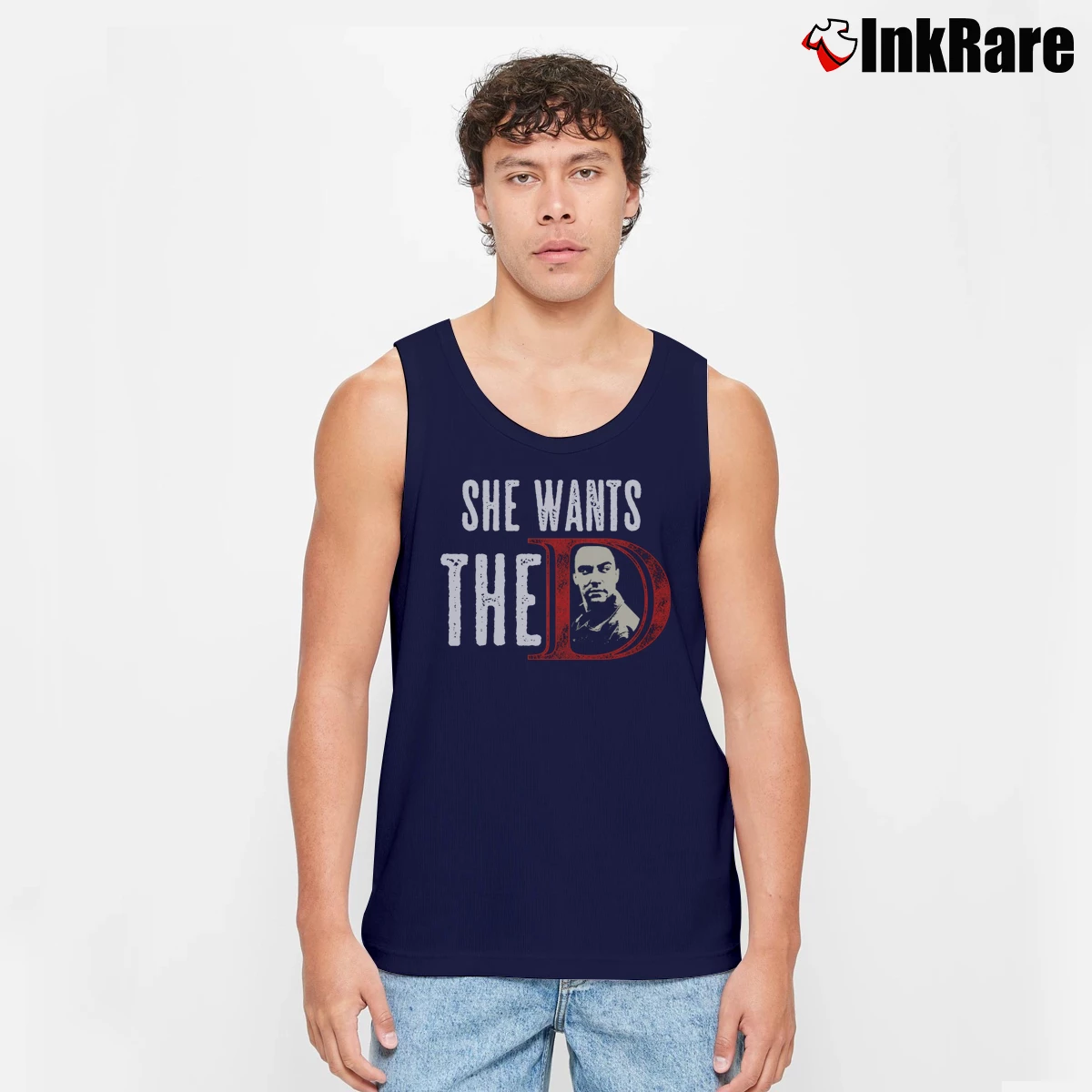 Men’s She Wants The D Dave Matthews Tank Top in navy | Breathable, Active-Friendly Design