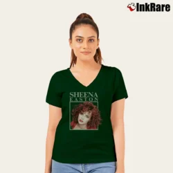 Women’s sheena easton 80s retro pop icon vintage V-Neck Tee in forest green | Chic Neckline, Soft Texture