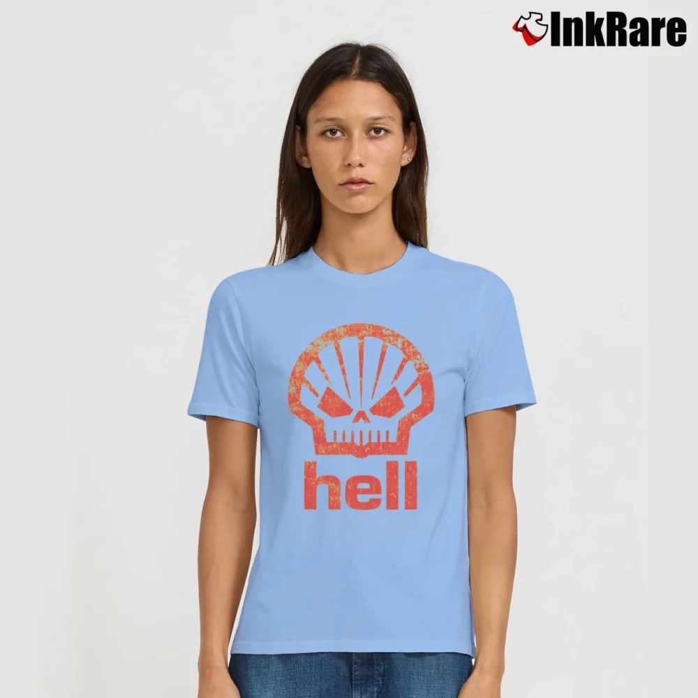 Women’s Shell Hell Petrol Station Signature T-Shirt in light blue | Soft, Flattering Fit