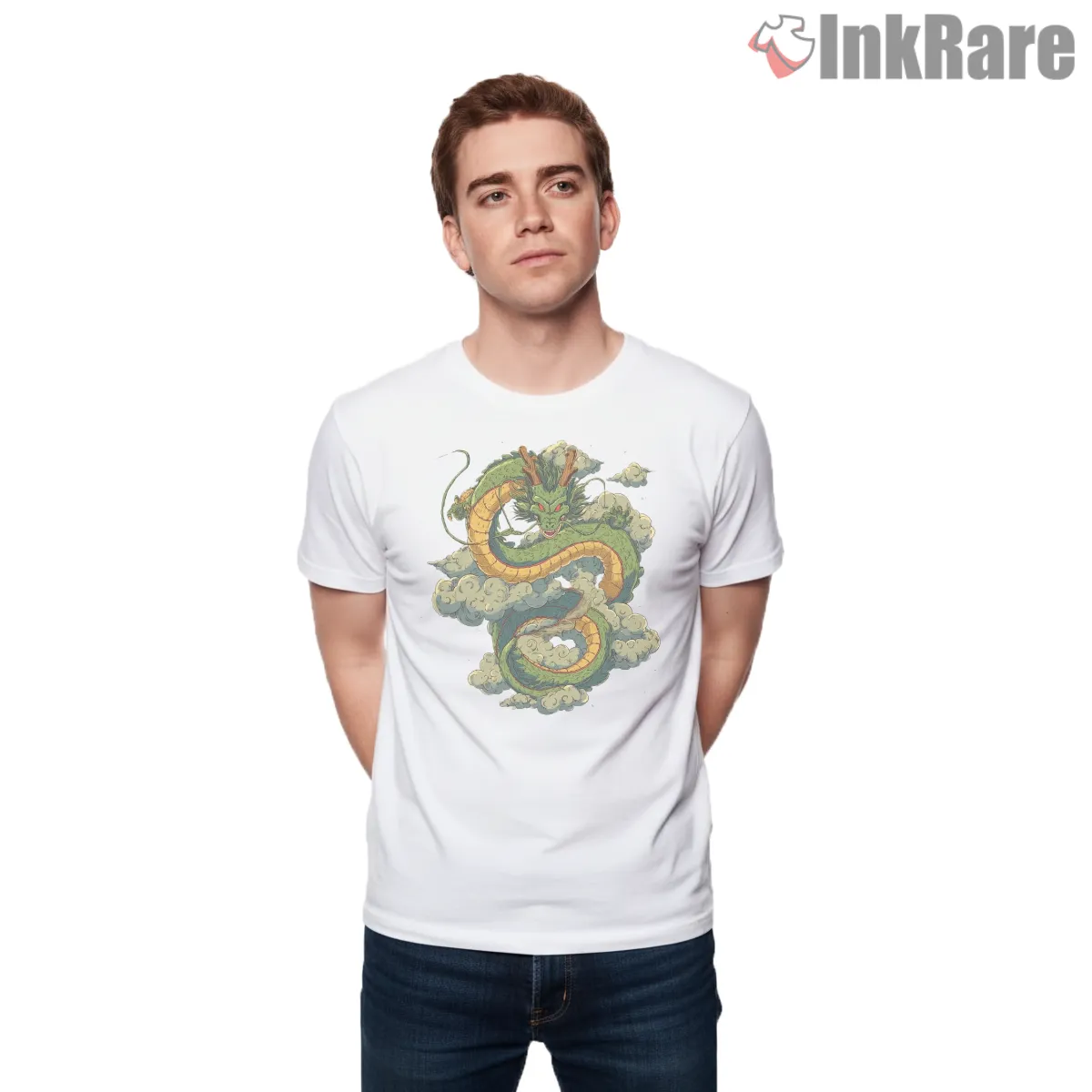 Shenron Eternal Dragon Mystic Wish Short Sleeve White Shenron Eternal Dragon Mystic Wish Shirt on white short sleeve shirt for men graphic tee