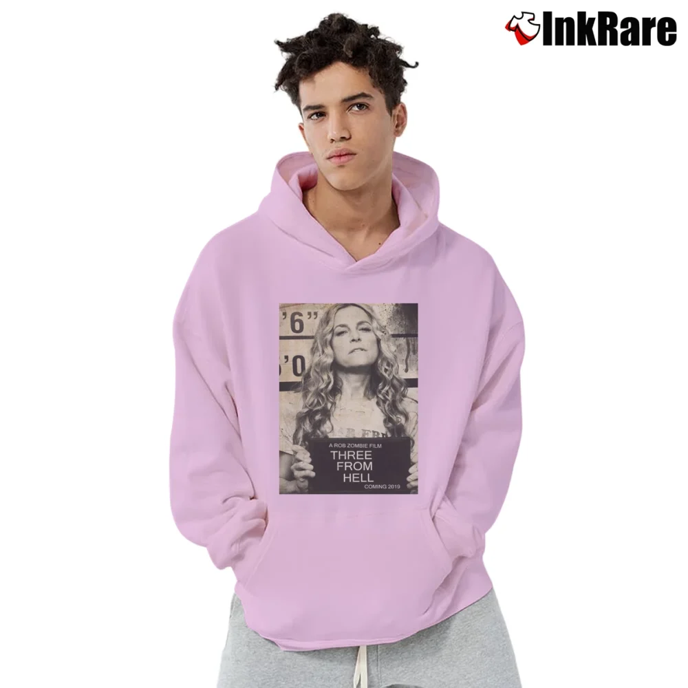 Men’s Sheri Moon Zombie Three From Hell Pullover Hoodie in light pink | Cozy, Durable, Modern Fit