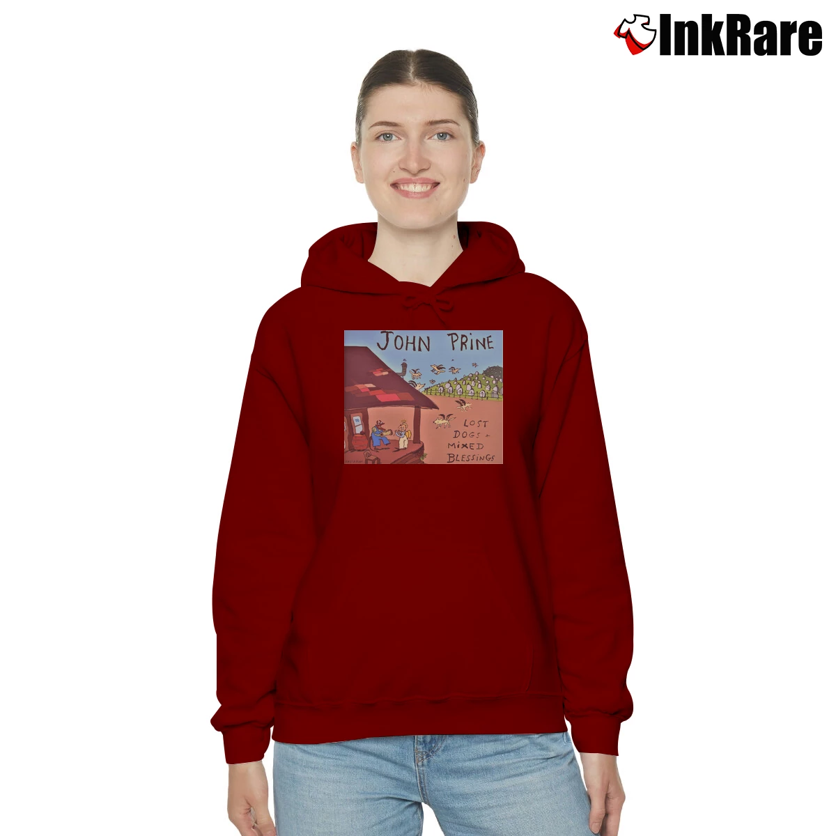 Women’s Shi Ni Joh Oneton Pri Onetone Lost Dogs Mixed Blessings Cozy Hoodie in maroon | Warm, Structured, Stylish