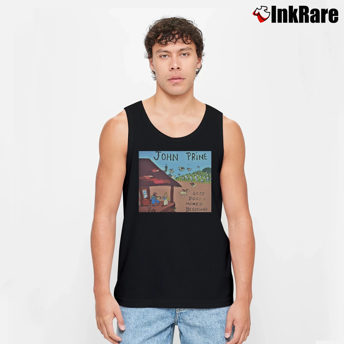 Men’s Shi Ni Joh Oneton Pri Onetone Lost Dogs Mixed Blessings Tank Top in black | Breathable, Active-Friendly Design