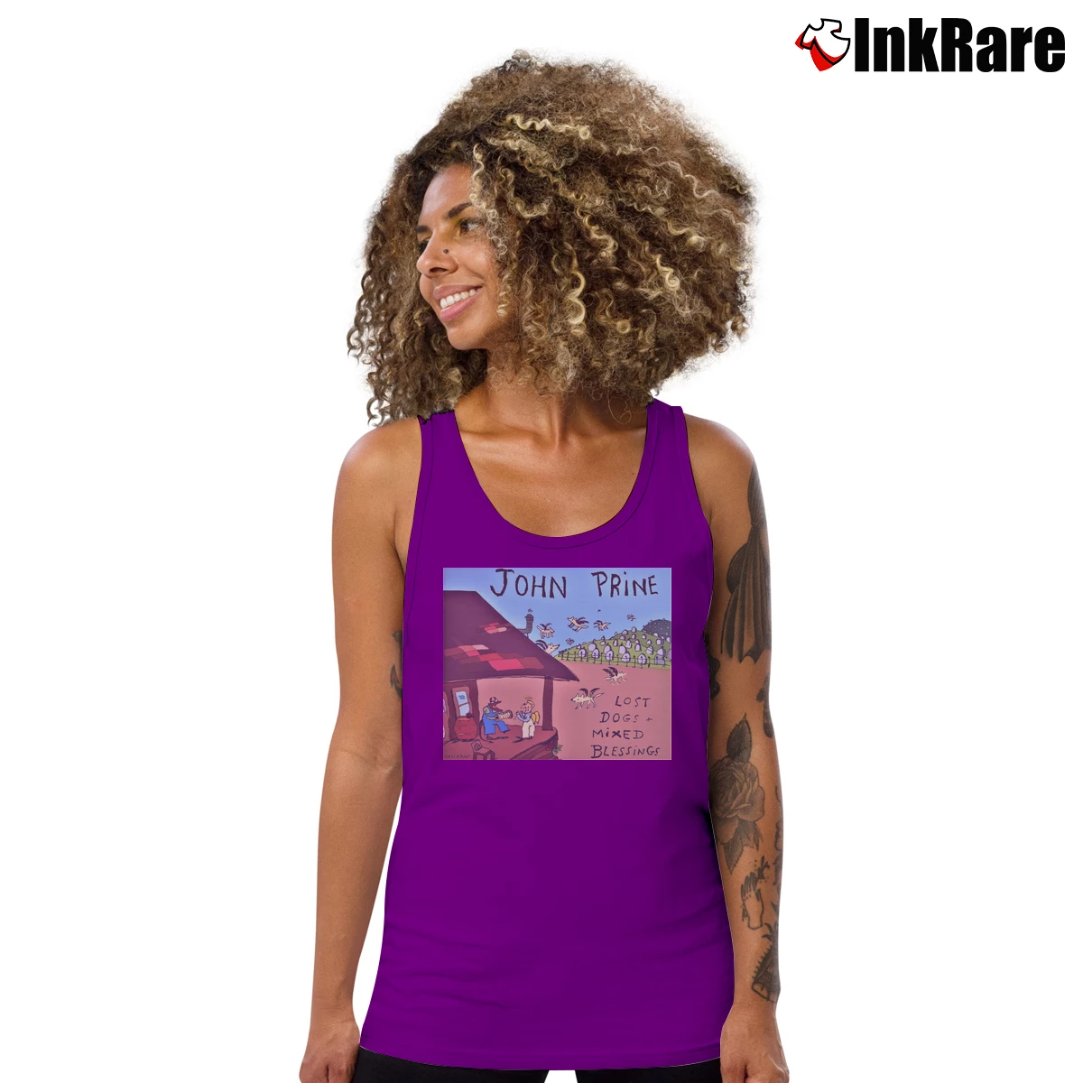 Women’s Shi Ni Joh Oneton Pri Onetone Lost Dogs Mixed Blessings Tank Top in purple | Lightweight, Movement-Friendly
