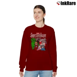 Women’s Shih Tzu Avengers Marvel Pet Parody Relaxed Sweatshirt in maroon | Soft, Laid-Back Vibe
