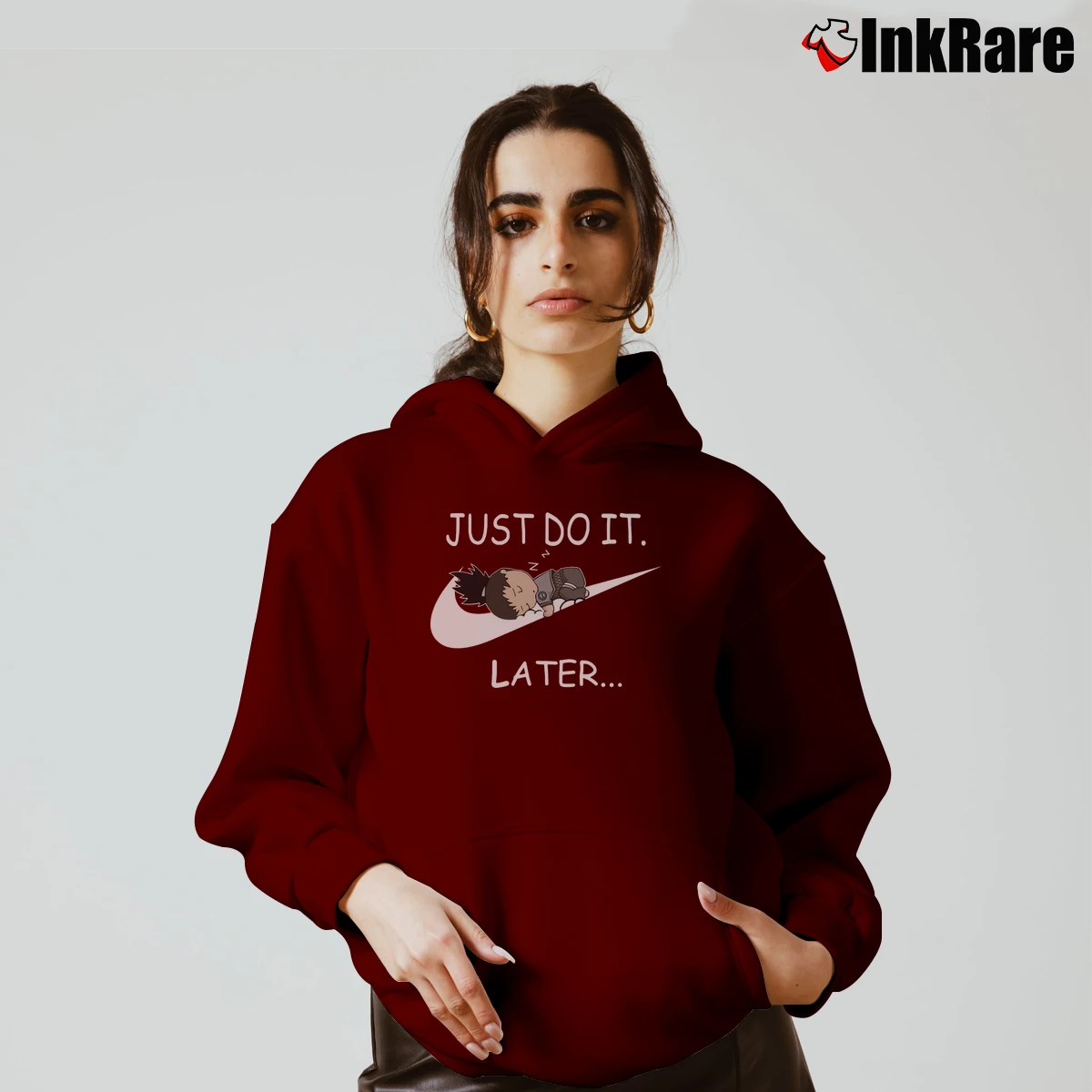 Women’s Shikamaru Just Do It Later Cozy Hoodie in maroon | Warm, Structured, Stylish