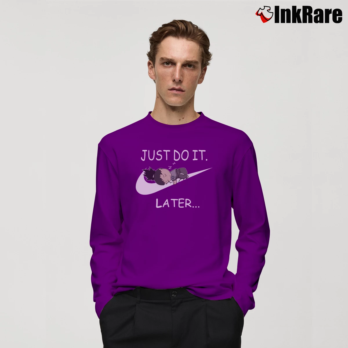 Men’s Shikamaru Just Do It Later Long-Sleeve Shirt in purple | Sleek, Lightweight, Year-Round Wear