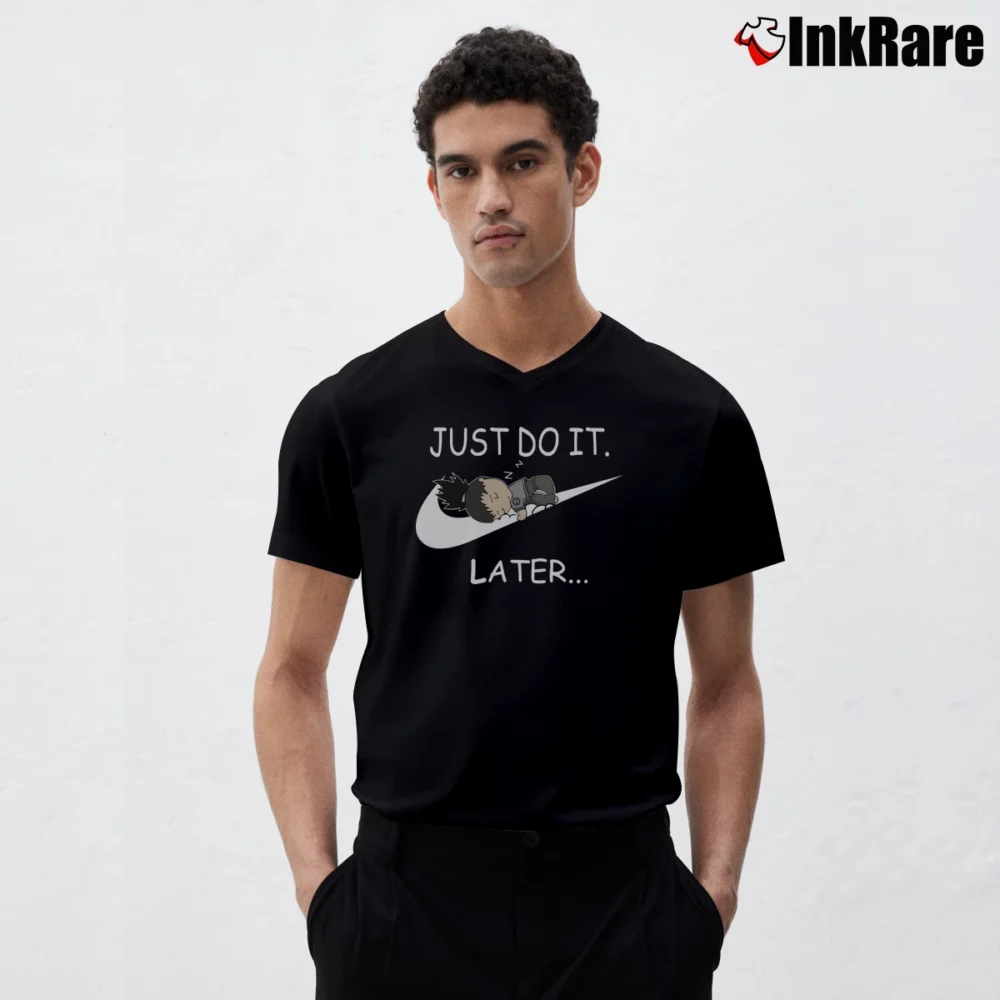 Men’s Shikamaru Just Do It Later V-Neck Tee in black | Sharp, Breathable, Everyday Staple
