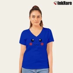 Women’s Shock Attack Halloween Pikachu Pokemon V-Neck Tee in royal blue | Chic Neckline, Soft Texture