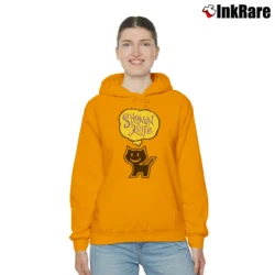 Women’s Shonen Knife 90s Graphic Kawaii Black Cat Punk Band Cozy Hoodie in orange | Warm, Structured, Stylish