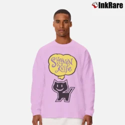Men’s Shonen Knife 90s Graphic Kawaii Black Cat Punk Band Long-Sleeve Shirt in light pink | Sleek, Lightweight, Year-Round Wear