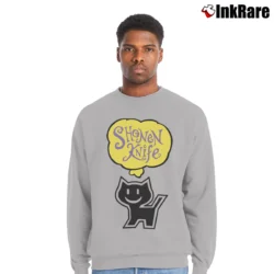 Men’s Shonen Knife 90s Graphic Kawaii Black Cat Punk Band Crewneck Sweatshirt in sport grey | Cozy Fabric, Clean Style