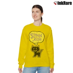 Women’s Shonen Knife 90s Graphic Kawaii Black Cat Punk Band Relaxed Sweatshirt in yellow | Soft, Laid-Back Vibe