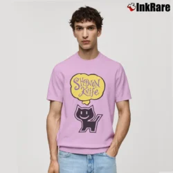 Men’s Shonen Knife 90s Graphic Kawaii Black Cat Punk Band Classic T-Shirt in light pink | Soft, Breathable Everyday Wear
