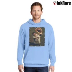Men’s Shop 1957 atlanta braves hank aaron for Baseball Fans Pullover Hoodie in light blue | Cozy, Durable, Modern Fit