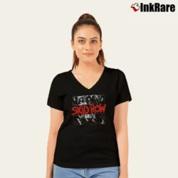 Women’s Shop Vintage 1989 Skid Row for Rock Fans V-Neck Tee in black | Chic Neckline, Soft Texture