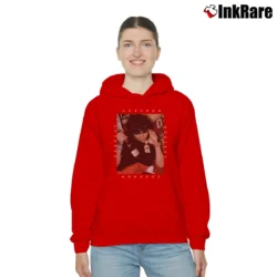 Women’s Shoreline Mafia Ohgeesy Fan Art Rap Cozy Hoodie in red | Warm, Structured, Stylish