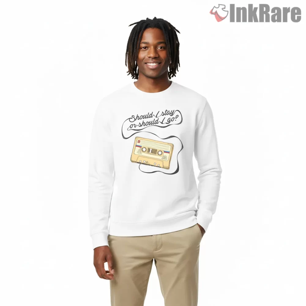 Should I Stay Or Should I Go Cassette Lyrics Punk Shirt on graphic shirt for men graphic tee