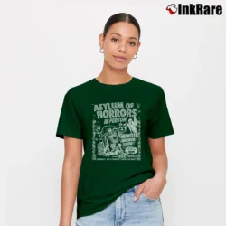 Women’s Show Art Asylum Of Horrors Spook Signature T-Shirt in forest green | Soft, Flattering Fit