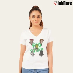 Women’s Shrek Bog Squad V-Neck Tee in white | Chic Neckline, Soft Texture