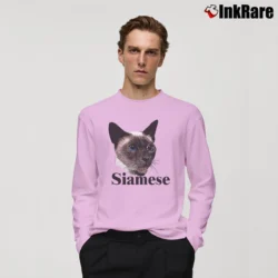 Men’s Siamese Cat Graphic for Cat Lovers Long-Sleeve Shirt in light pink | Sleek, Lightweight, Year-Round Wear