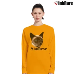 Women’s Siamese Cat Graphic for Cat Lovers Long-Sleeve Top in orange | Sleek, Versatile, All-Season