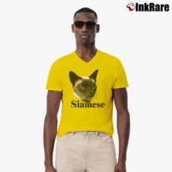 Men’s Siamese Cat Graphic for Cat Lovers V-Neck Tee in yellow | Sharp, Breathable, Everyday Staple
