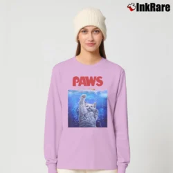 Women’s Siamese Cat Threat From The Deep Sea Paws Long-Sleeve Top in light pink | Sleek, Versatile, All-Season