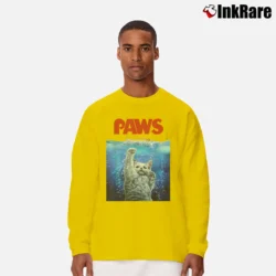 Men’s Siamese Cat Threat From The Deep Sea Paws Long-Sleeve Shirt in yellow | Sleek, Lightweight, Year-Round Wear