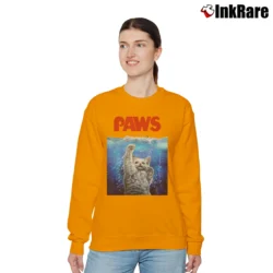 Women’s Siamese Cat Threat From The Deep Sea Paws Relaxed Sweatshirt in orange | Soft, Laid-Back Vibe