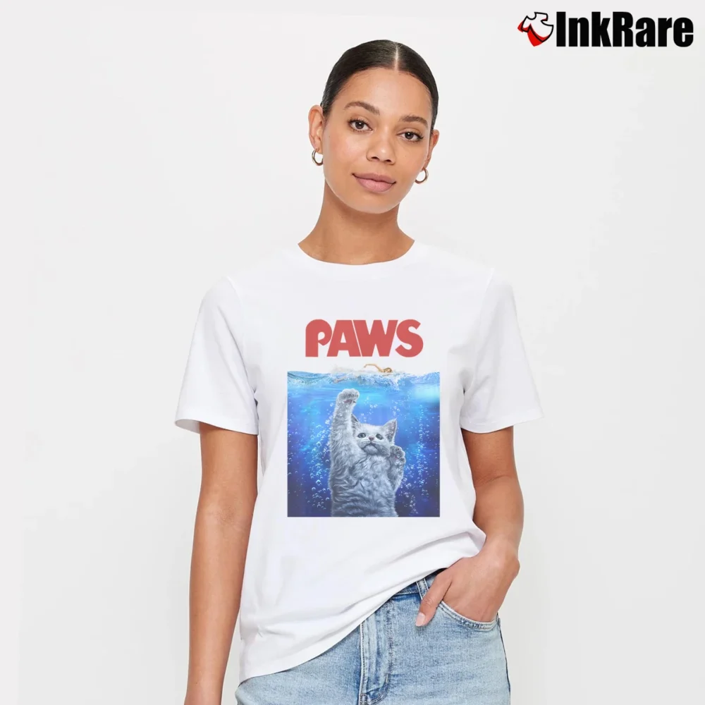 Women’s Siamese Cat Threat From The Deep Sea Paws Signature T-Shirt in white | Soft, Flattering Fit