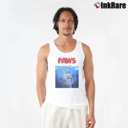 Men’s Siamese Cat Threat From The Deep Sea Paws Tank Top in white | Breathable, Active-Friendly Design