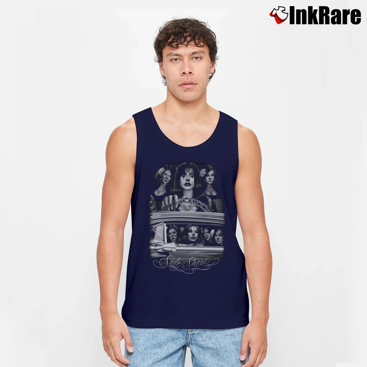 Men’s Side Show Cruising Payasa Clown Dga Art Tank Top in navy | Breathable, Active-Friendly Design