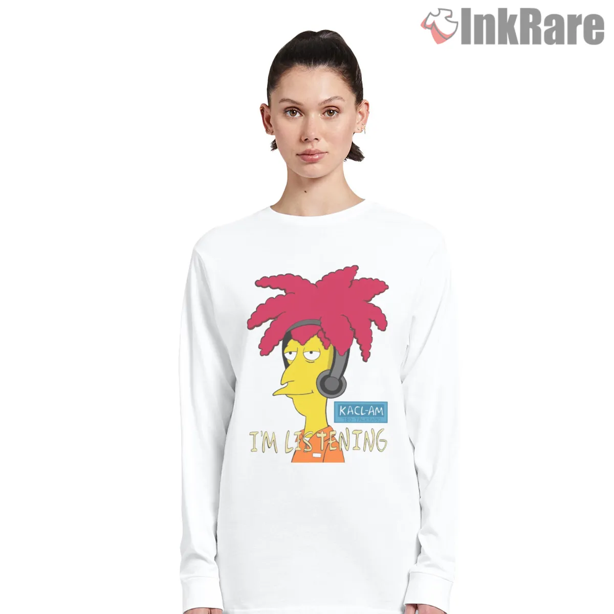 Sideshow Bob Frasier Im Listening Tv Crossover Long Sleeve White Sideshow Bob Frasier Im Listening Tv Crossover Shirt on white long sleeve shirt for women graphic tee