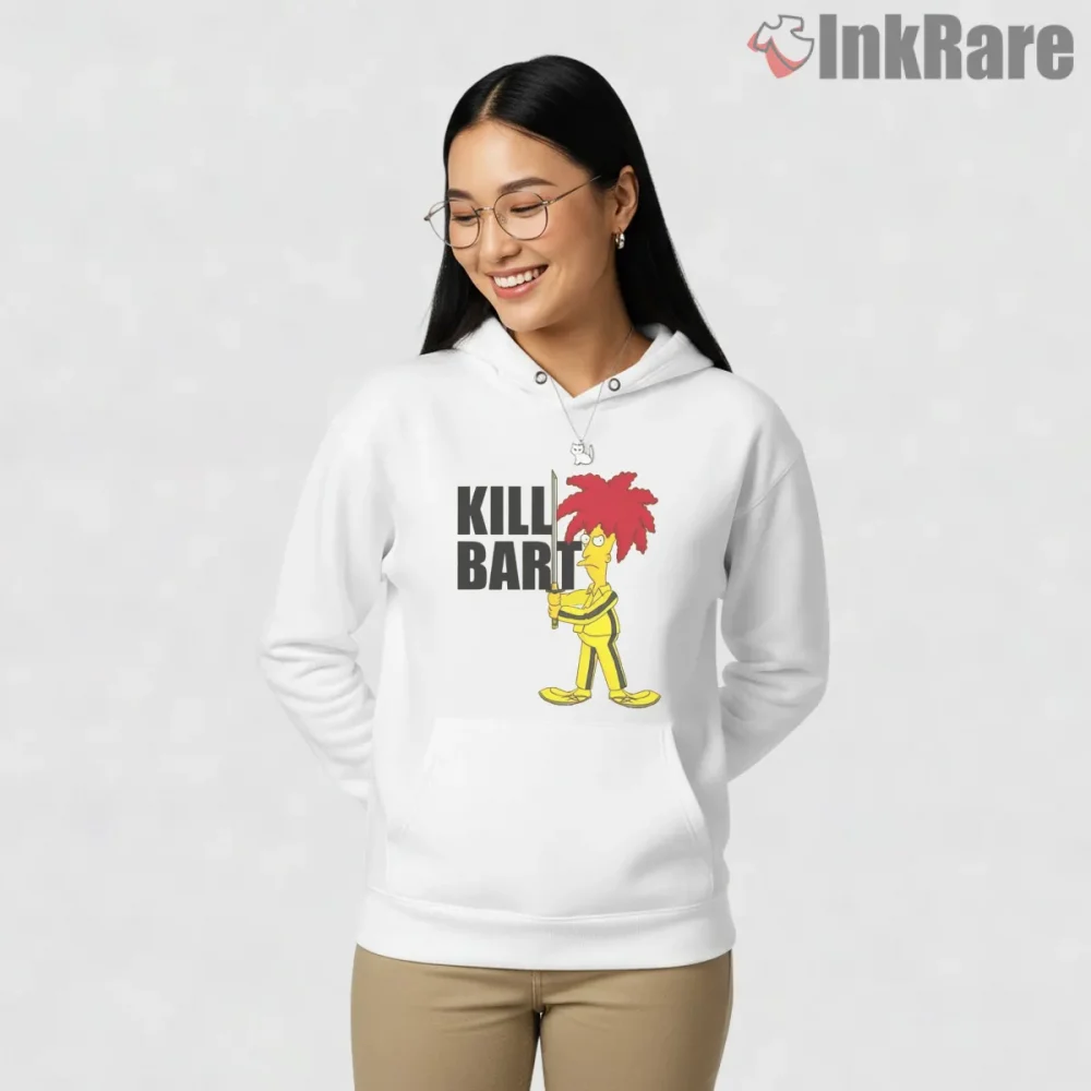 Sideshow Bob Kill Bill Vendetta Movie Mashup Cartoon Shirt on white hoodie for women graphic tee