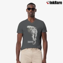 Men’s Siegfried & Roy White Tiger Las Vegas V-Neck Tee in charcoal | Sharp, Breathable, Everyday Staple