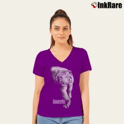 Women’s Siegfried & Roy White Tiger Las Vegas V-Neck Tee in purple | Chic Neckline, Soft Texture