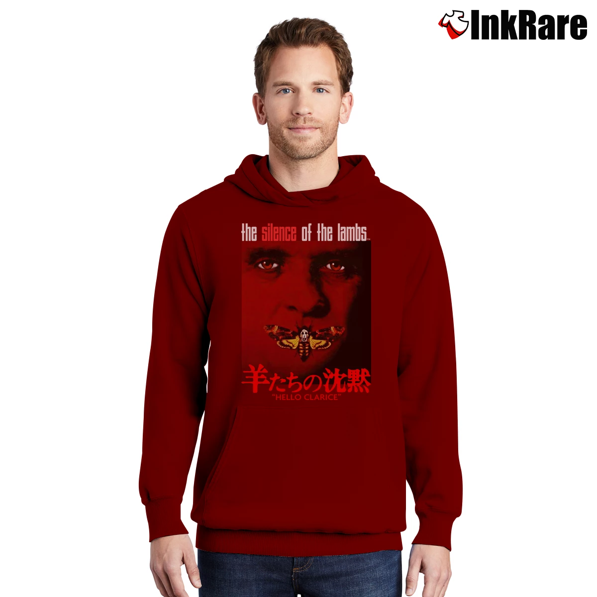 Men’s Silence Of The Lambs Japanese Poster Pullover Hoodie in maroon | Cozy, Durable, Modern Fit