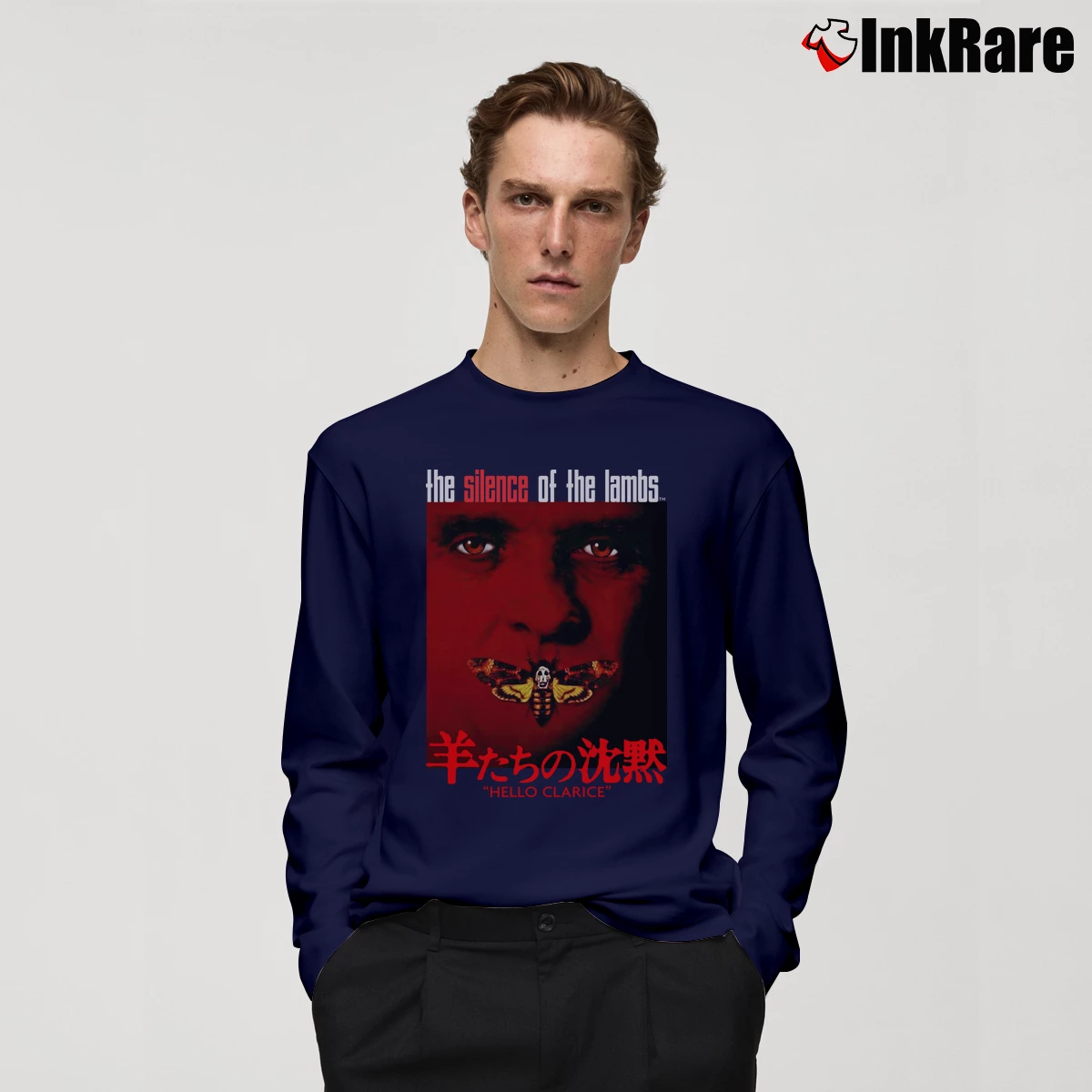 Men’s Silence Of The Lambs Japanese Poster Long-Sleeve Shirt in navy | Sleek, Lightweight, Year-Round Wear