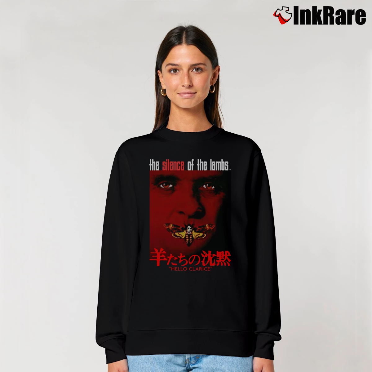 Women’s Silence Of The Lambs Japanese Poster Relaxed Sweatshirt in black | Soft, Laid-Back Vibe