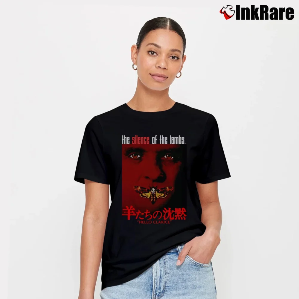 Women’s Silence Of The Lambs Japanese Poster Signature T-Shirt in black | Soft, Flattering Fit