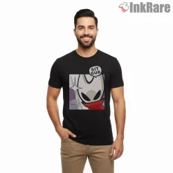 Silksong Cute Hornet Git Gud Meme Shirt on black short sleeve shirt for men graphic tee