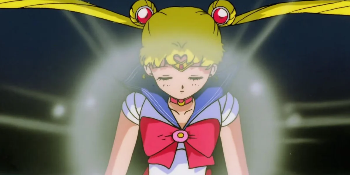 Sailor Moon surrounded by light representing sacrifice and renewal through the Silver Crystal