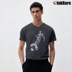 Men’s Silver Surfer Avengers Fantastic Four Marvel Superhero V-Neck Tee in charcoal | Sharp, Breathable, Everyday Staple