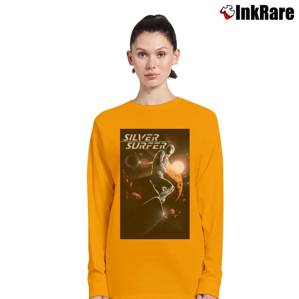 Women’s Silver Surfer Black Comic Long-Sleeve Top in orange | Sleek, Versatile, All-Season