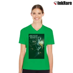 Women’s Silver Surfer Black Comic V-Neck Tee in irish green | Chic Neckline, Soft Texture